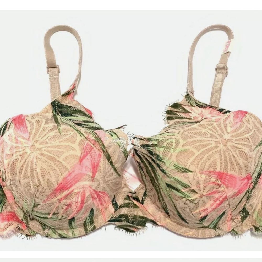 Victorias Secret PINK Date Lightly Lined Lace Bra Floral 32D